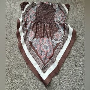 SHEIN Brown Patterned Strapless Top